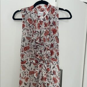 Misa Los Angeles high low button down, belted dress in small